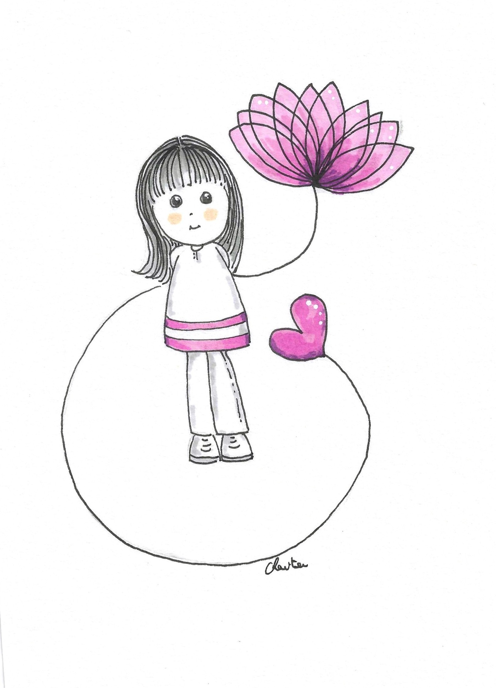 Bimba con un fiore gigante in mano